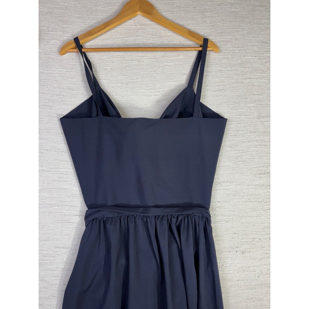 NEW FEM Navy Blue Cut Out Front Tie Midi Dress Sleeveless Size 12-14 Minimalist